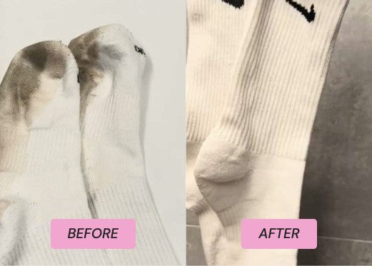 Before and after washing a pair of socks